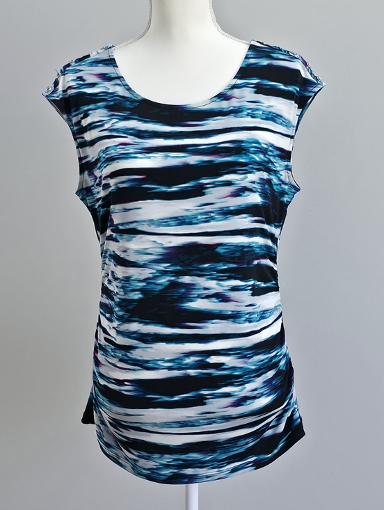 Calvin Klein Tops - Calvin Klein | Blue, Black and Purple Abstract Striped Sleeveless Blouse